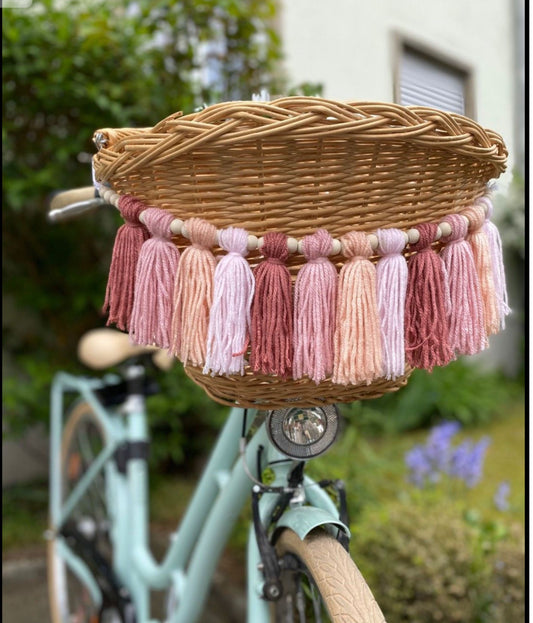 Fahrradkorb Wimpelkette Makramee Girlande Sommer Boho Fahrradkette Fahrradgirlande (Kopie) (Kopie)