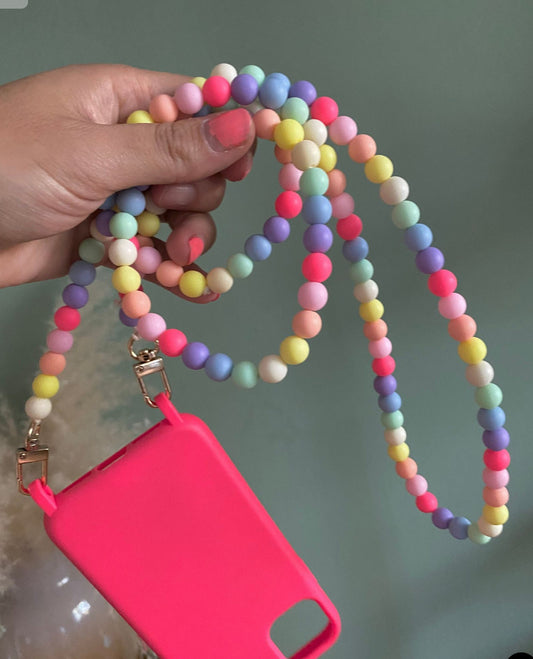 Handykette bunt Perlen Quasten Boho Hippie Bodycross ( ohne Hülle) Acrylperlen