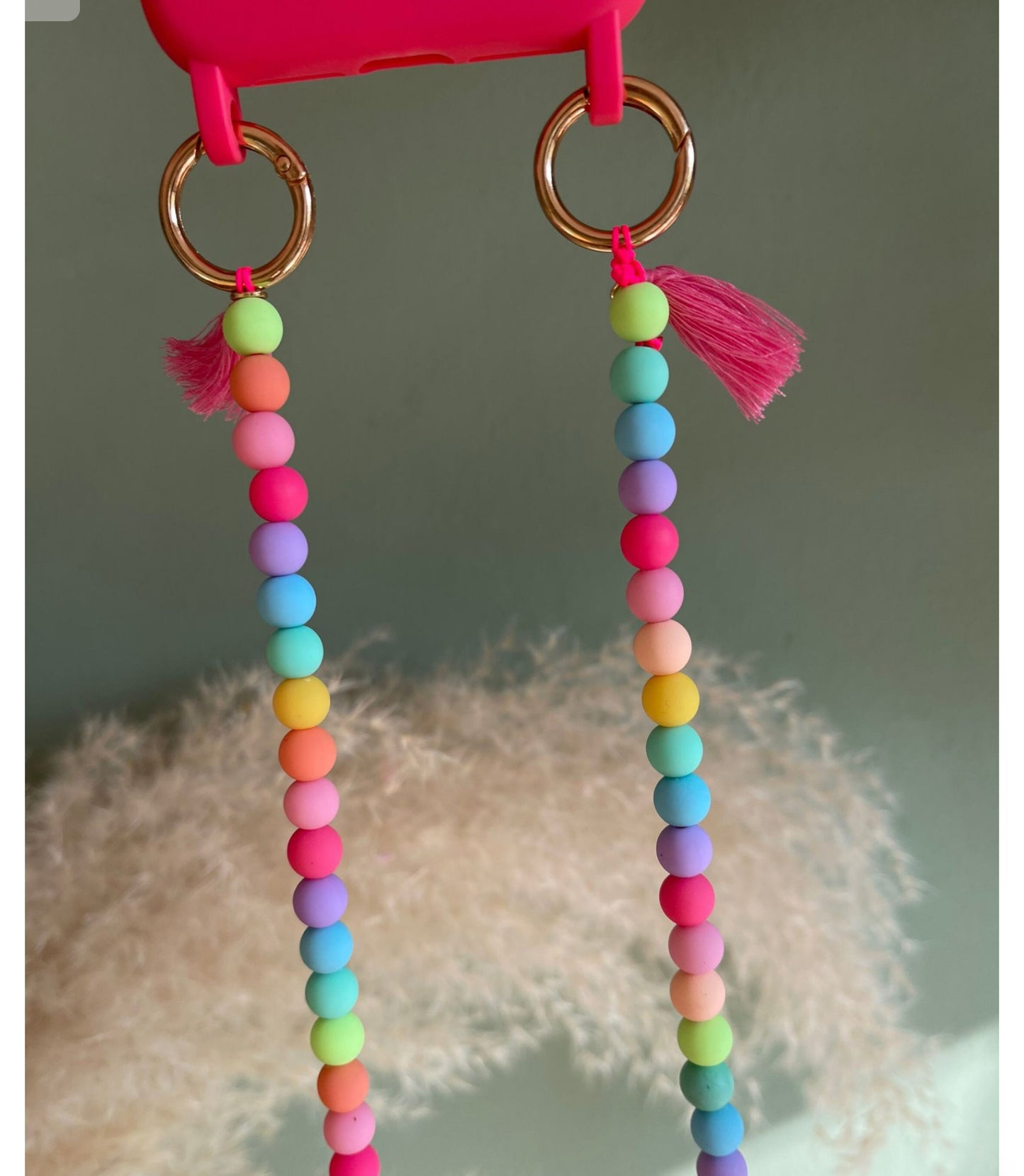 Handykette bunt Perlen Quasten Boho Hippie Bodycross ( ohne Hülle) Acrylperlen