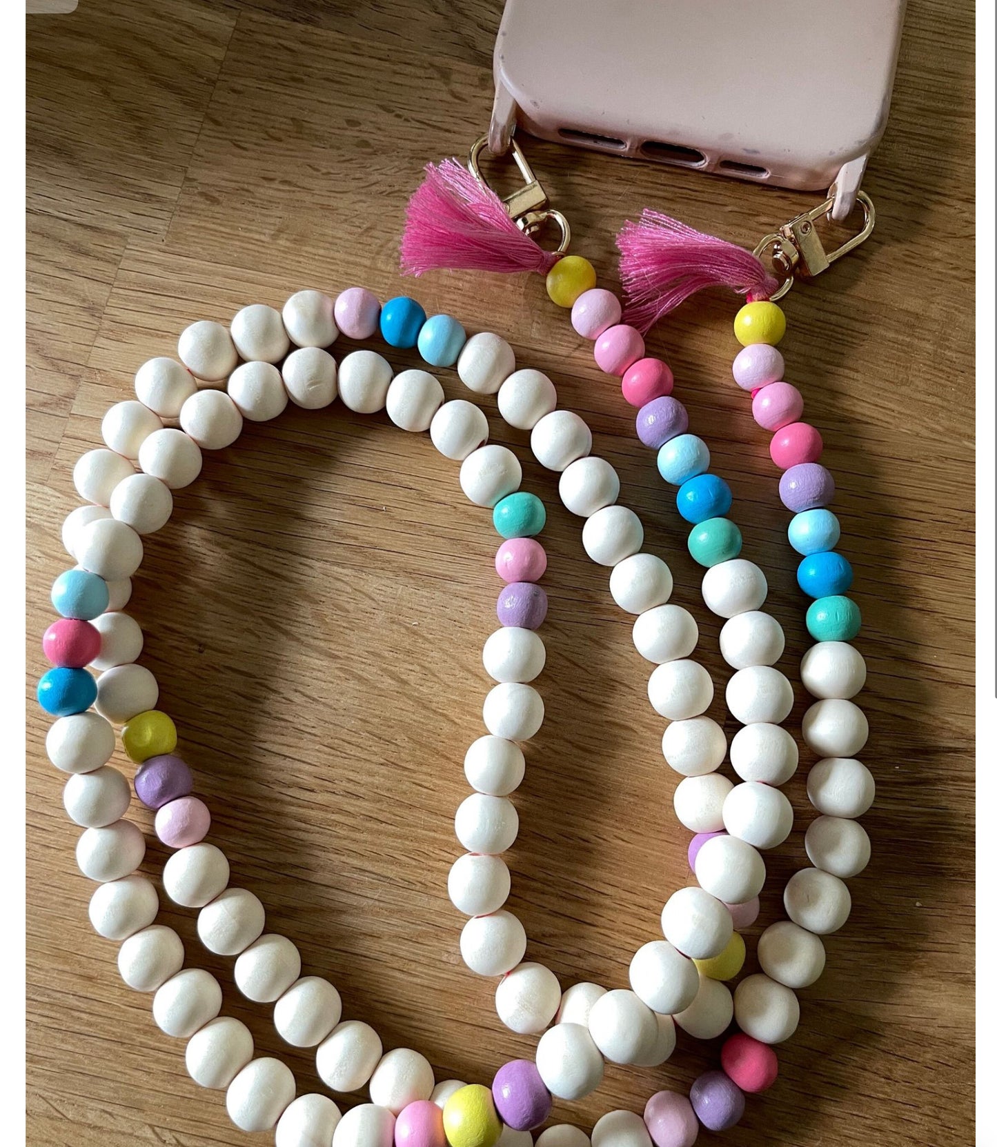 Handykette Holz Quasten Boho Hippie Bodycross ( ohne Hülle) Acrylperlen (Kopie) (Kopie) (Kopie)