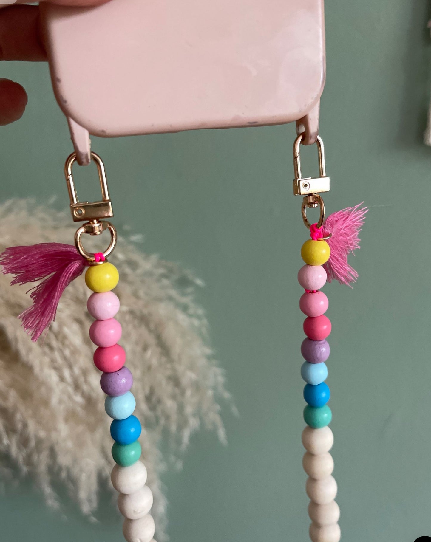 Handykette Holz Quasten Boho Hippie Bodycross ( ohne Hülle) Acrylperlen (Kopie) (Kopie) (Kopie)