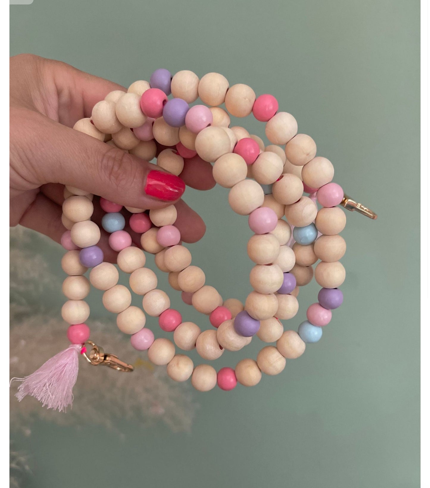 Handykette Pastell Perlen Quasten Boho Hippie Bodycross ( ohne Hülle) Acrylperlen (Kopie) (Kopie)