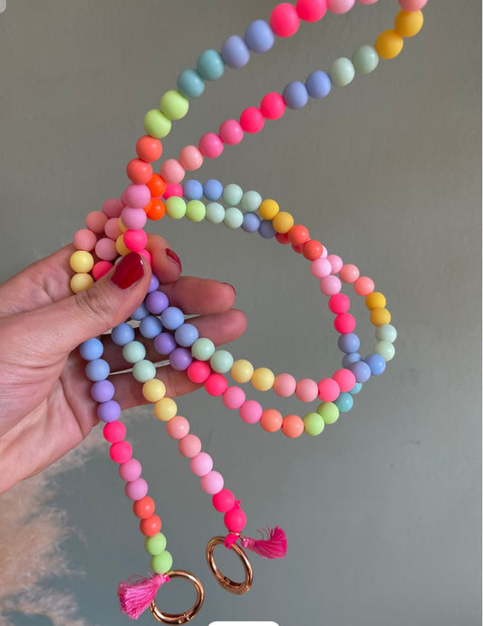 Handykette bunt Perlen Quasten Boho Hippie Bodycross ( ohne Hülle) Acrylperlen (Kopie)