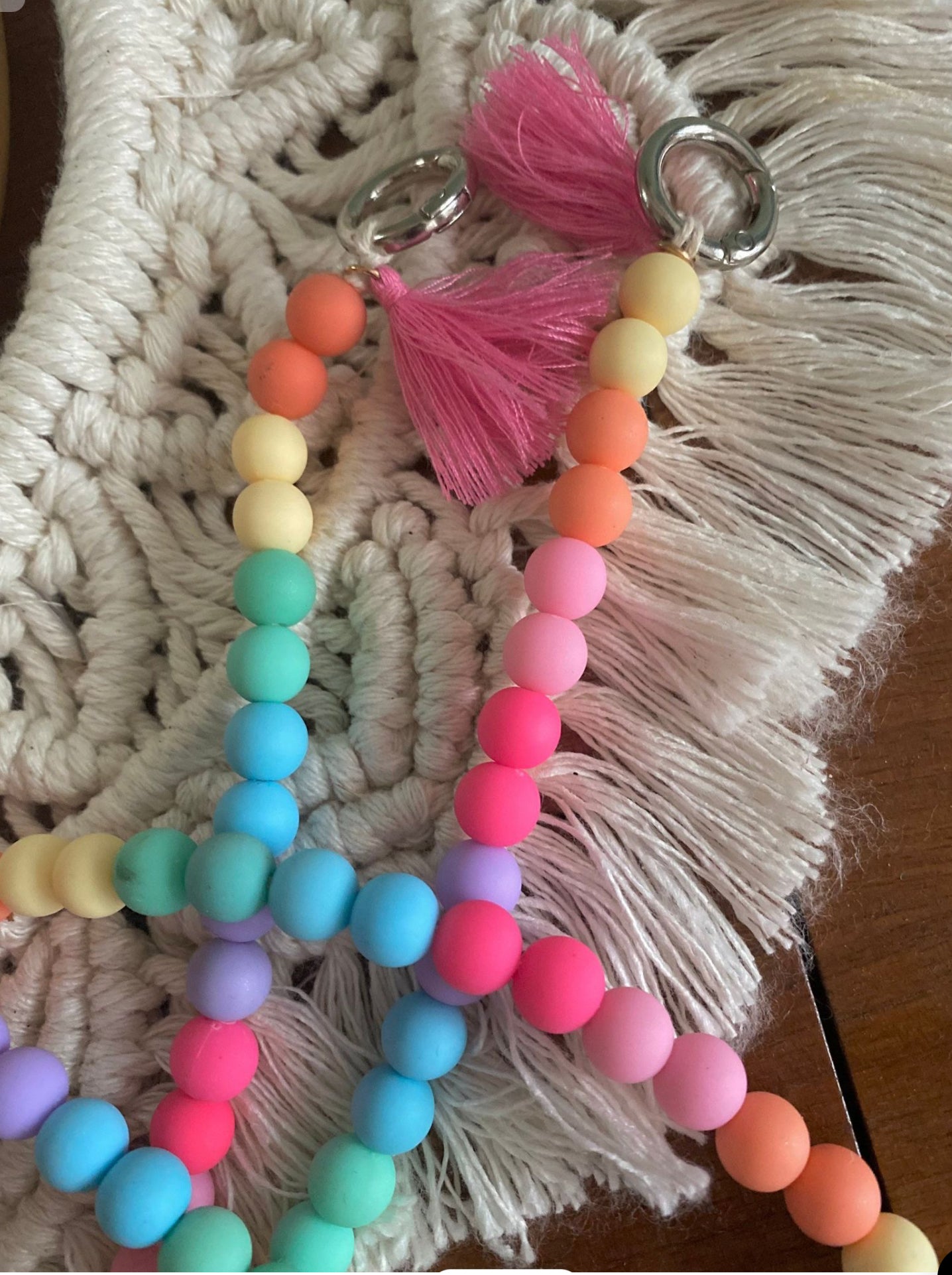 Handykette bunt Perlen Quasten Boho Hippie Bodycross ( ohne Hülle) Acrylperlen (Kopie)