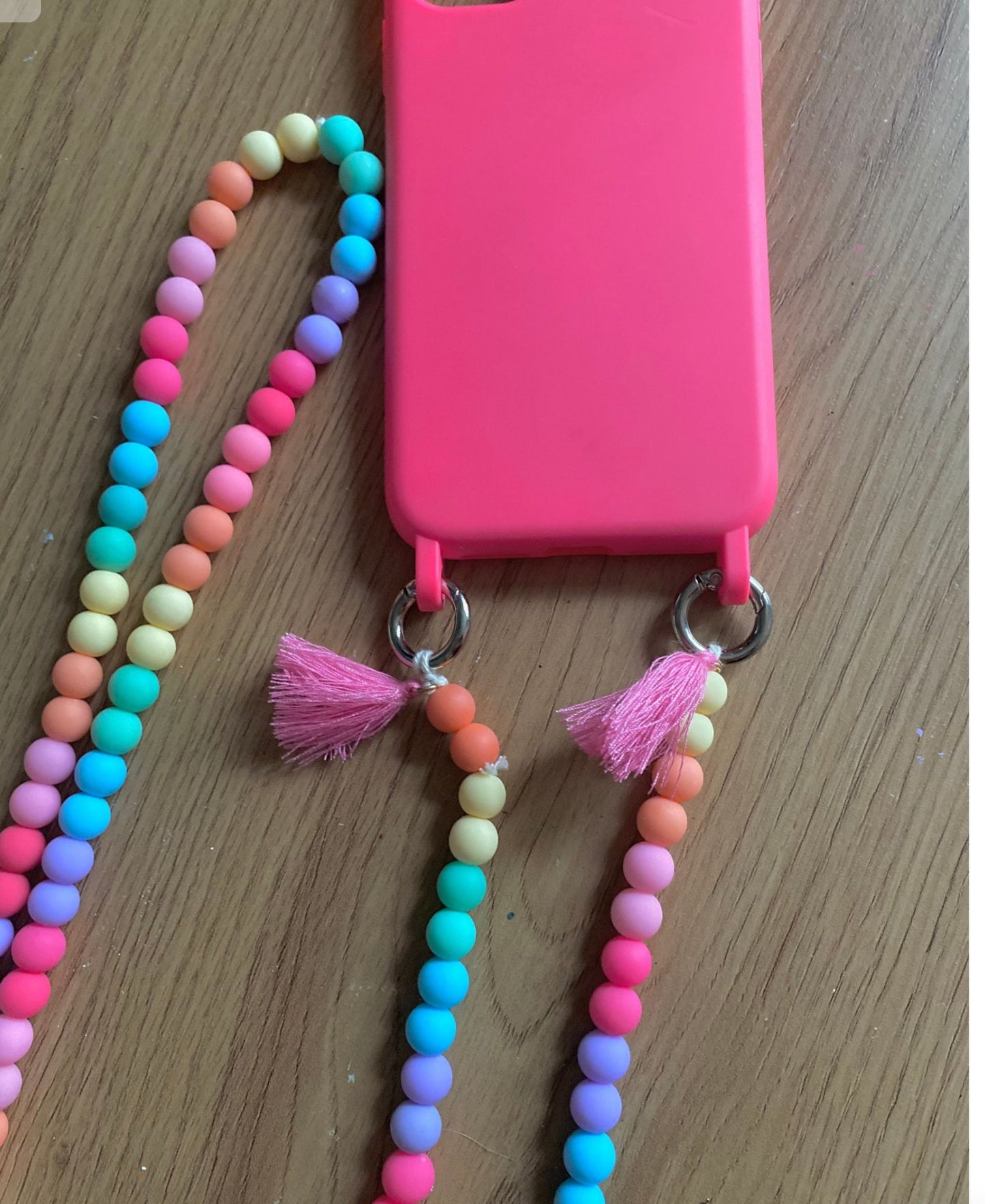 Handykette bunt Perlen Quasten Boho Hippie Bodycross ( ohne Hülle) Acrylperlen (Kopie)