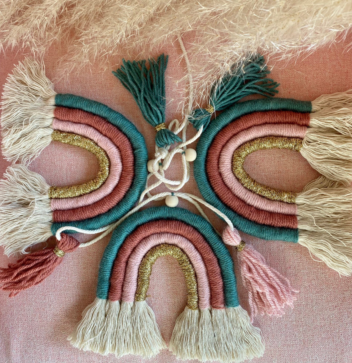 Makramee Regenbogen Wimpelkette Wandbehang Boho Regenbogen Kinderzimmer Deko Wickeltisch Deko Boho Girlande