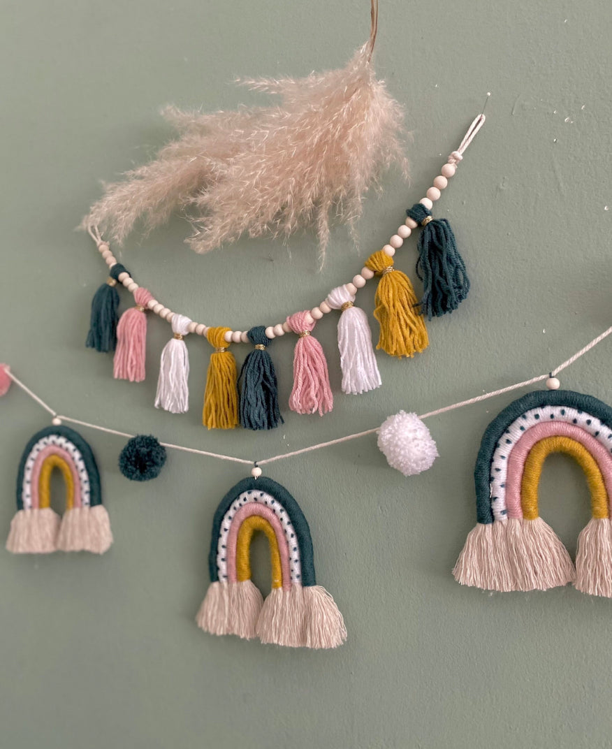 Makramee Regenbogen Wimpelkette Wandbehang Boho Regenbogen Kinderzimmer Deko Wickeltisch Deko Boho Girlande (Kopie)