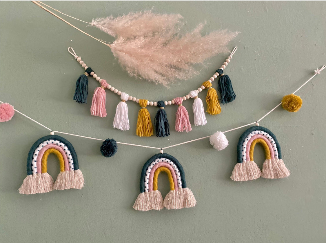 Makramee Regenbogen Wimpelkette Wandbehang Boho Regenbogen Kinderzimmer Deko Wickeltisch Deko Boho Girlande (Kopie)