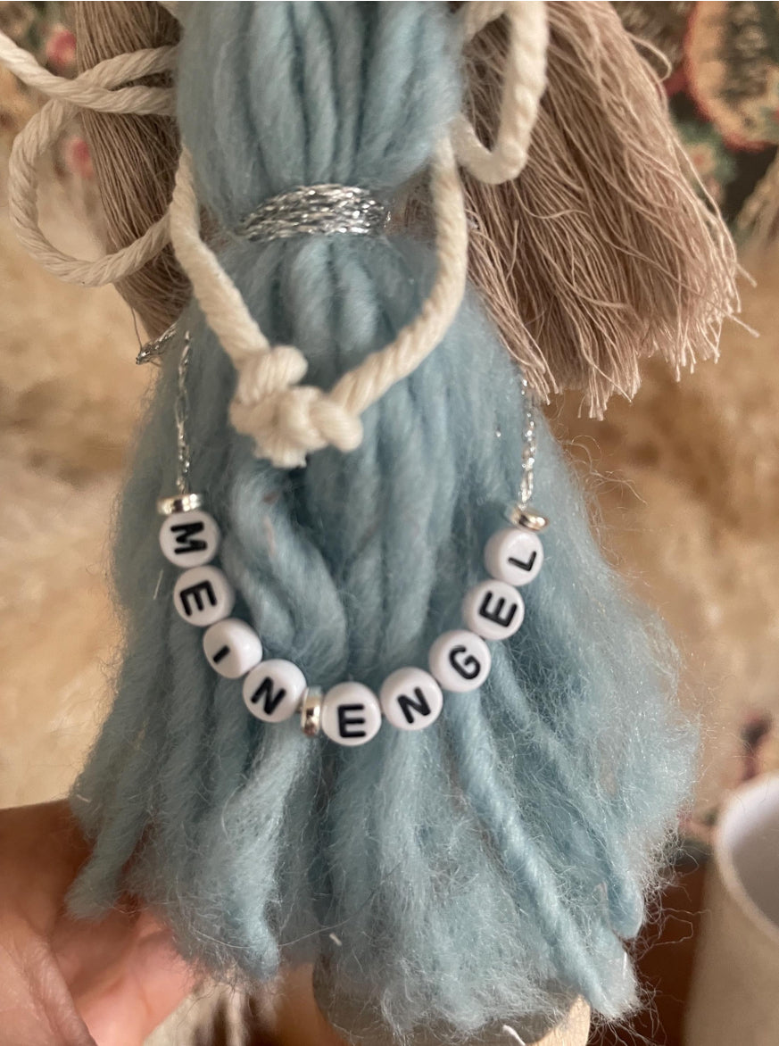 Makramee Engel Schutzengel Boho Weihnachten Adventskalender Taufgeschenk Buchstaben Perlen