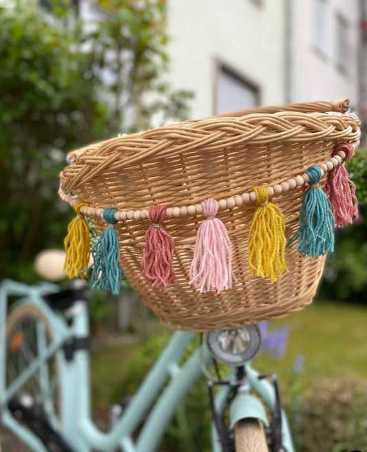 Fahrradkorb Wimpelkette Makramee Girlande Sommer Boho Fahrradkette Fahrradgirlande (Kopie)