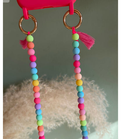 Handykette bunt Perlen Quasten Boho Hippie Bodycross ( ohne Hülle) Acrylperlen