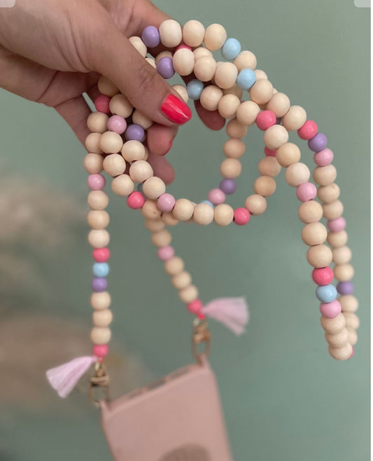 Handykette Pastell Perlen Quasten Boho Hippie Bodycross ( ohne Hülle) Acrylperlen (Kopie) (Kopie)