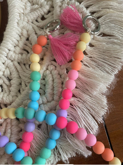Handykette bunt Perlen Quasten Boho Hippie Bodycross ( ohne Hülle) Acrylperlen (Kopie)