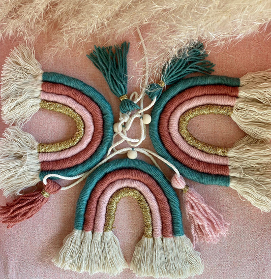 Makramee Regenbogen Wimpelkette Wandbehang Boho Regenbogen Kinderzimmer Deko Wickeltisch Deko Boho Girlande