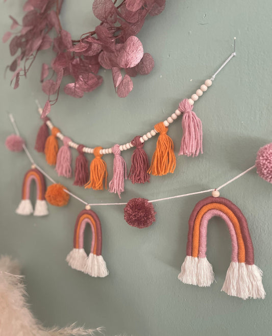 Makramee Regenbogen Wimpelkette Wandbehang Boho Regenbogen Kinderzimmer Deko Wickeltisch Deko Boho Girlande (Kopie) (Kopie)